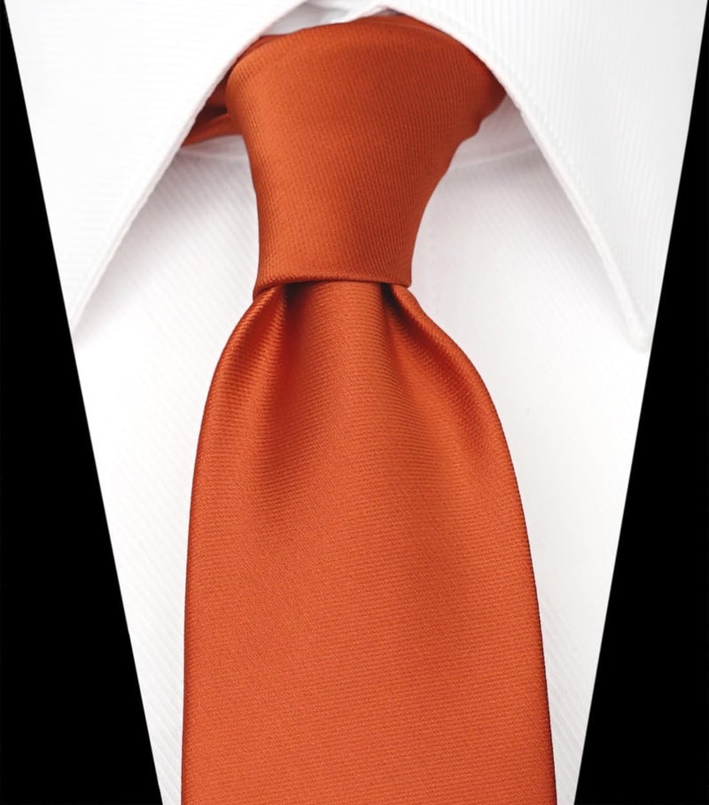 ZENXUS Regular Tie and Pocket Square for Men, Solid Color Necktie Set, 3.2 inch Standard Width - Image 3